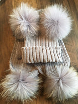 Beige Pomkin Hat + Scarf Set