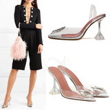 Rhinestone Pointed Toe Clear Transparent Thin Heels