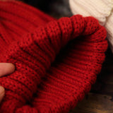 red fur pompom  pom bobble hat