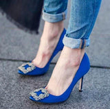 EVY Blue Satin Pumps