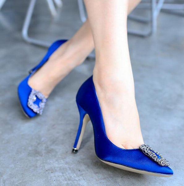 EVY Blue Satin Pumps