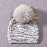 Herringbone Mini Pom Hat