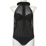 Ariana Tie Neck One Piece Black Swimsuit Bodysuit Bikini