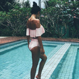 Madeline Off Shoulder Ruffle Bandeau Two Piece Bikini - 5 Colors