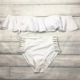 MADELINE Off Shoulder Ruffle Bandeau Two Piece Bikini - 5 Colors
