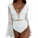 Monroe Flare Lace Sleeved Bodysuit Ivory / S Women