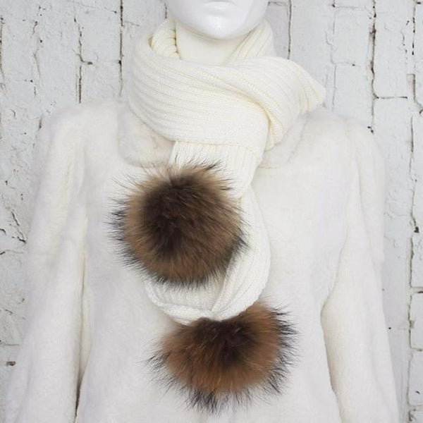Crisp White Pomkin Scarf
