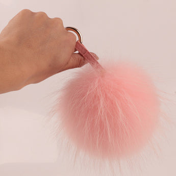 Pink Fur Pom Keychain