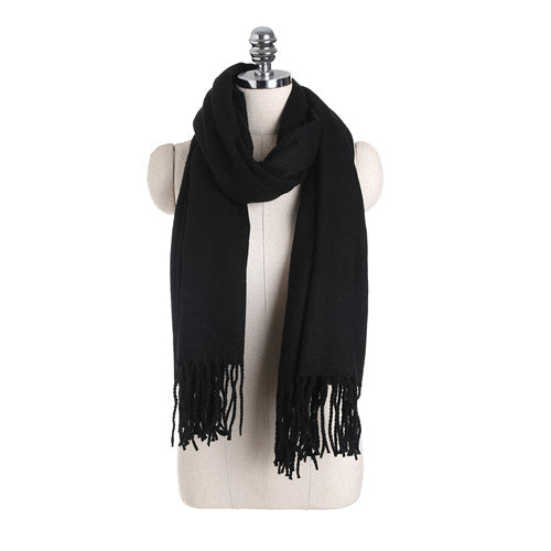 Black Cashmere Blend Scarf 200x70 cm