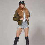 Fur Bomber Jacket - Green
