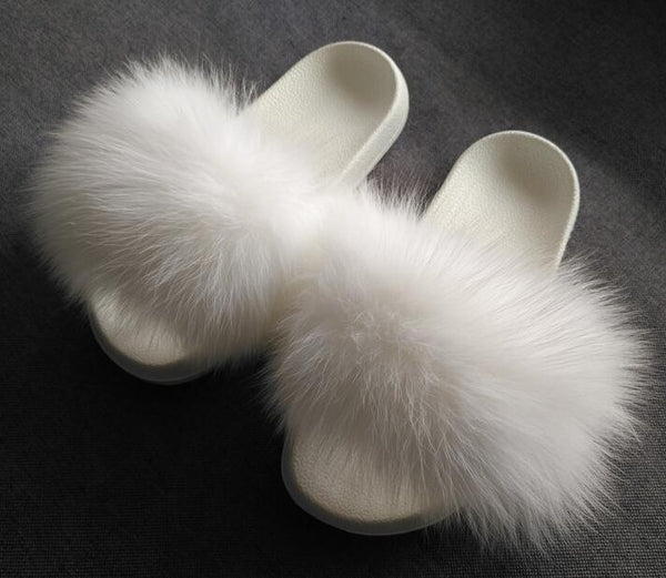 Fur Slides Slippers - White