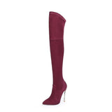 Sylvia Over-The-Knee Thigh High Boots Wine Red / 5