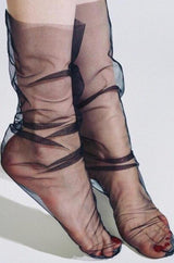 TULLE Black Nylon Sheer Socks