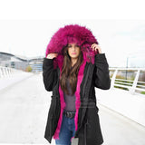 4-in-1 Rose Pink Fur Black Parka