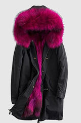 4-in-1 Rose Pink Fur Black Parka
