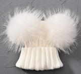 Mini White Double Pomkin Fur Hat