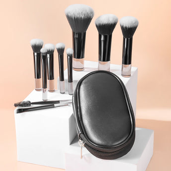 Vegan 10 Piece Travel Makeup Brush + Case Set
