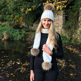 White Pomkin Hat & Scarf Set