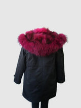 4-in-1 Rose Pink Fur Black Parka