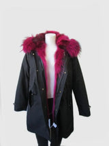 4-in-1 Rose Pink Fur Black Parka
