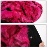 4-in-1 Rose Pink Fur Black Parka