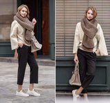 Handmade Chunky Knitted Scarf - Brown