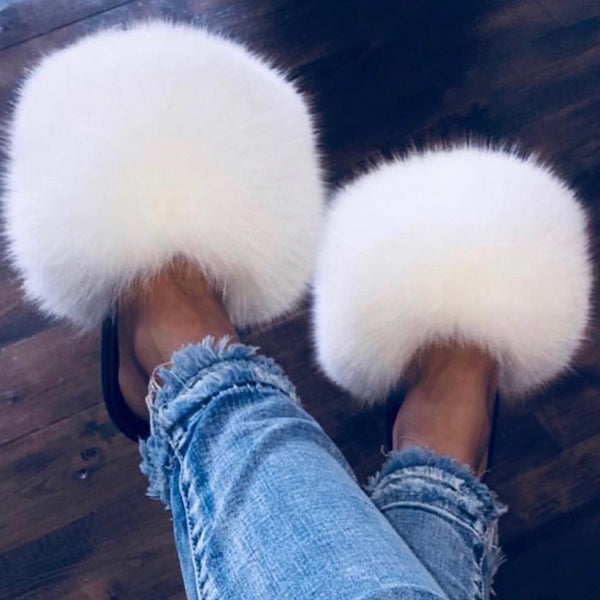 Pink Mink Fur Slides - paulamariecollection