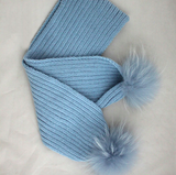 Kids Icy Blue Pomkin Hat & Scarf Set