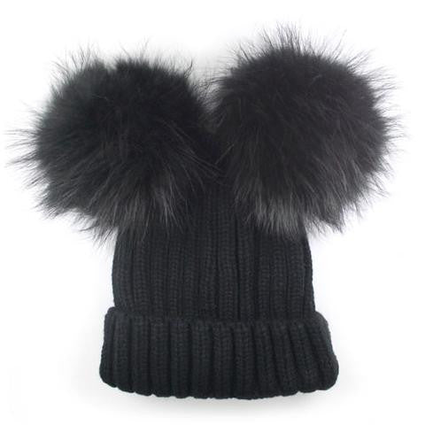 Mini Black Double Pomkin Hat