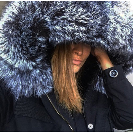 Pomkin Silver Fox Fur Black Parka