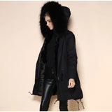 Black Fur Lined Parka Real Genuine