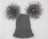 Mini Dark Grey Double Pomkin Hat