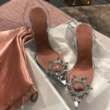 Rhinestone Pointed Toe Clear Transparent Thin Heels