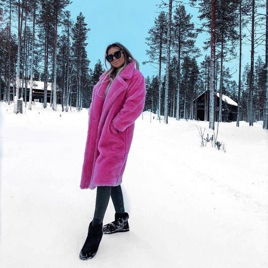 Next pink teddy clearance coat