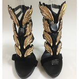 MILANI Black/Gold Leather Sandals