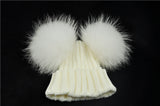 Mini White Double Pomkin Fur Hat