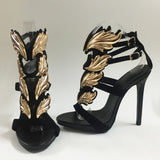 MILANI Black/Gold Leather Sandals