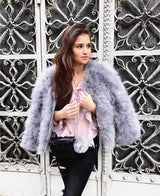 Ostrich Feather Jacket - Light Grey