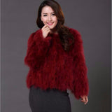 Ostrich Feather Jacket - Red Wine