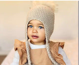 Kids Beige Pomkin Crochet Hat + Scarf Set