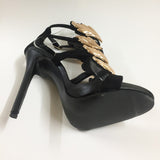 MILANI Black/Gold Leather Sandals