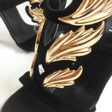 MILANI Black/Gold Leather Sandals