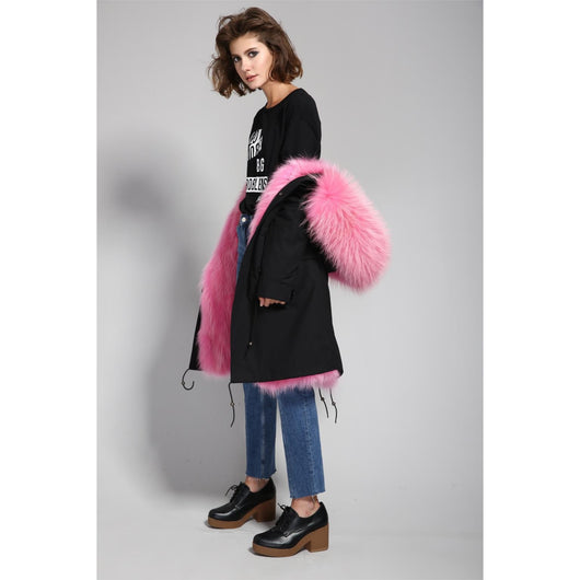 Pink Fur Black Parka – Pomkin