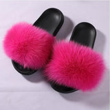 Fur Slides Slippers - Hot Pink