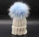 Mini White and Baby Blue Fur Pomkin Hat