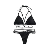 Melva String Bikini Swimsuit - Black