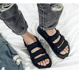 Men Black Velcro Strap Sandals