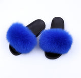 Fur Slides Slippers - Royal Blue