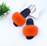 Fur Slides Slippers - Orange