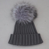 Dark Grey Silver Fur Pomkin Hat